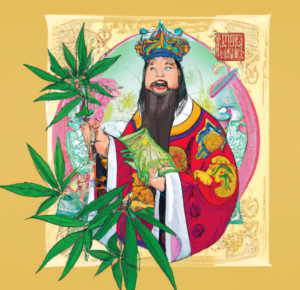 Ancient-Chinese-Emperor-Shen-Nung-using-cannabis-for-medicinal-purposes-A-depiction-of-Emperor-Shen-Nung-in-traditional-Chinese-clothing-holding-a