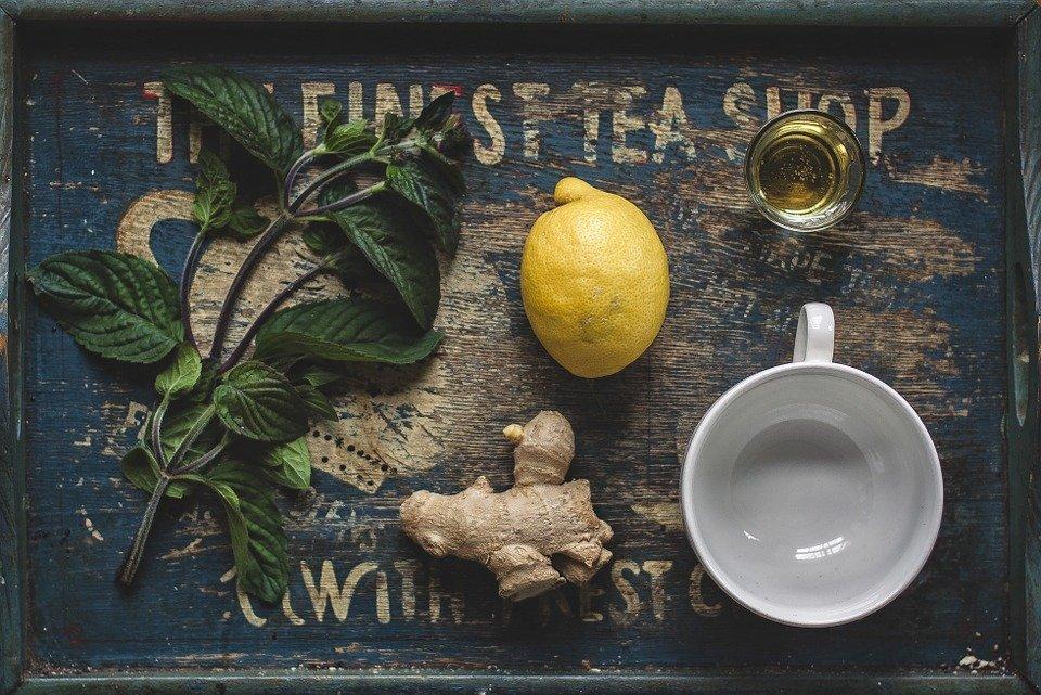 Tea, Honey, Lemon, Ginger, Mint, Above, Herb, Herbal