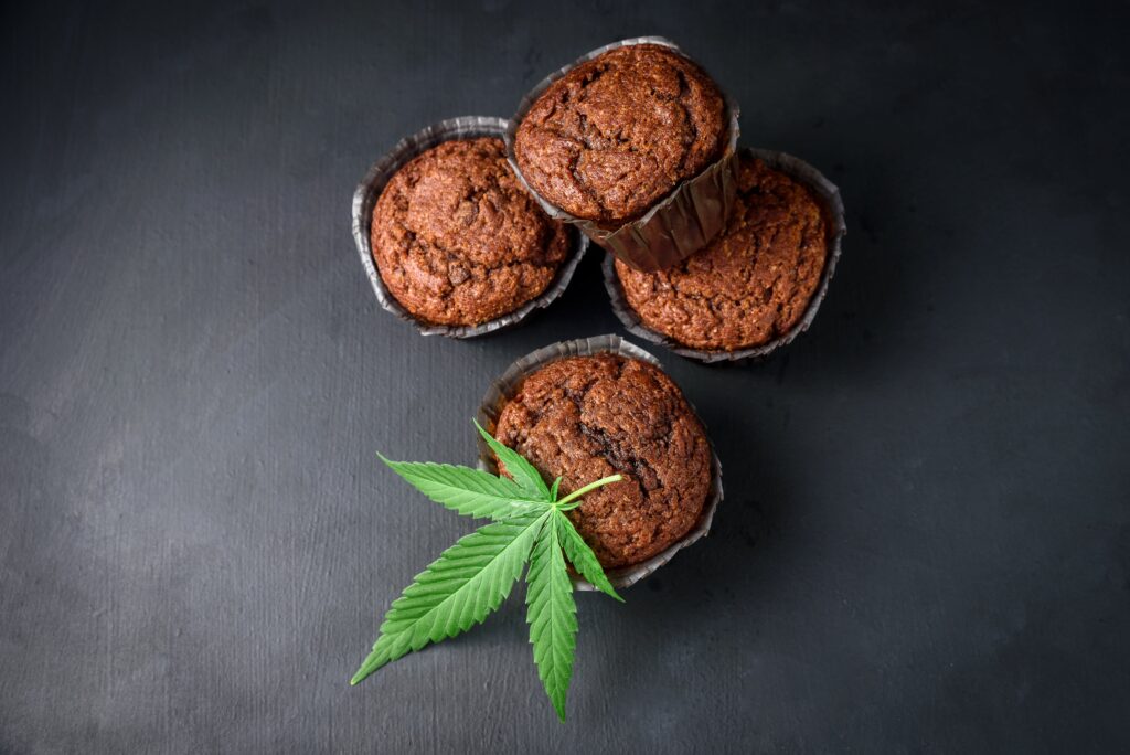 chocolate muffin with cannabis leaf 2021 09 04 05 00 38 utc min scaled